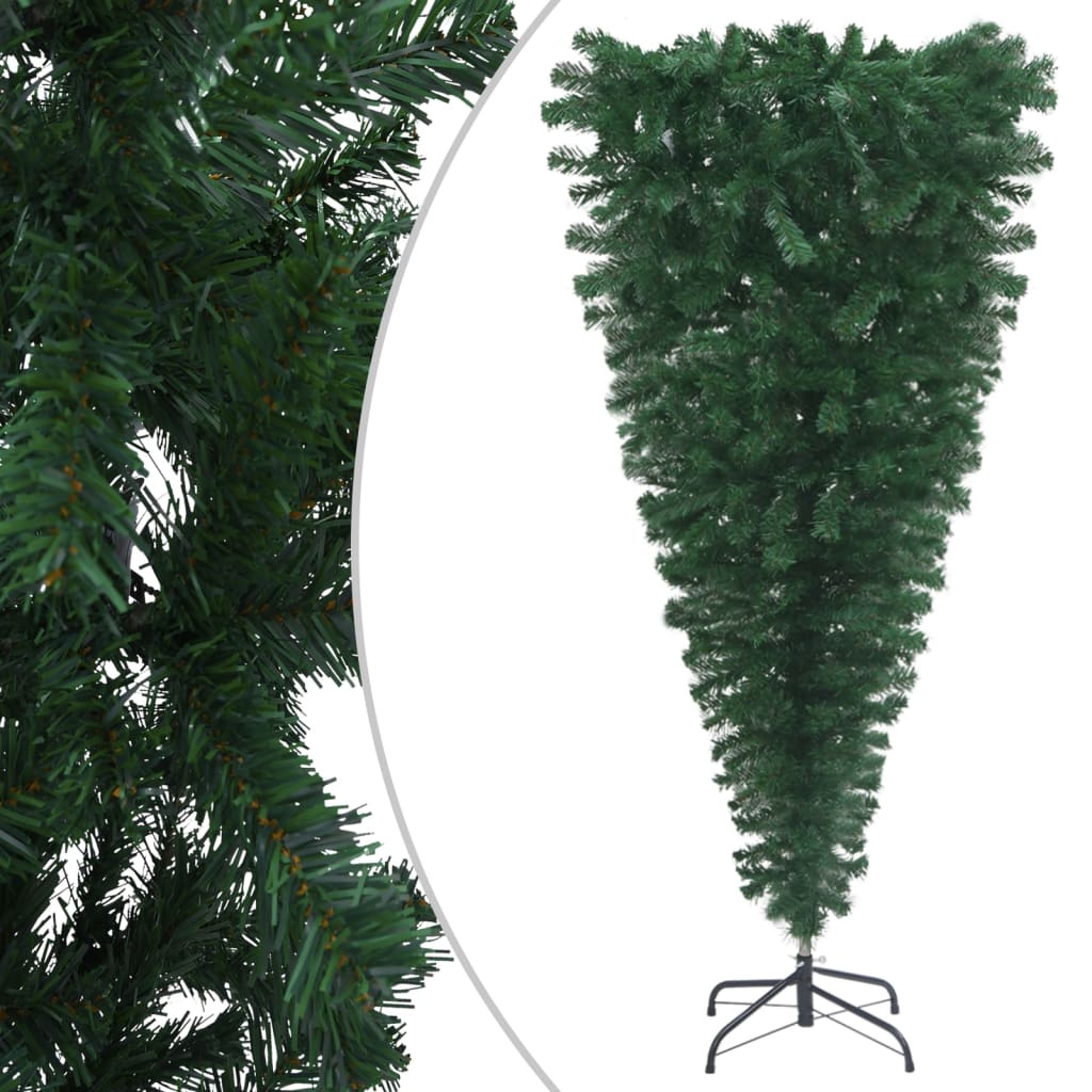 vidaXL Upside-down Artificial Pre-lit Christmas Tree Green 70.9"