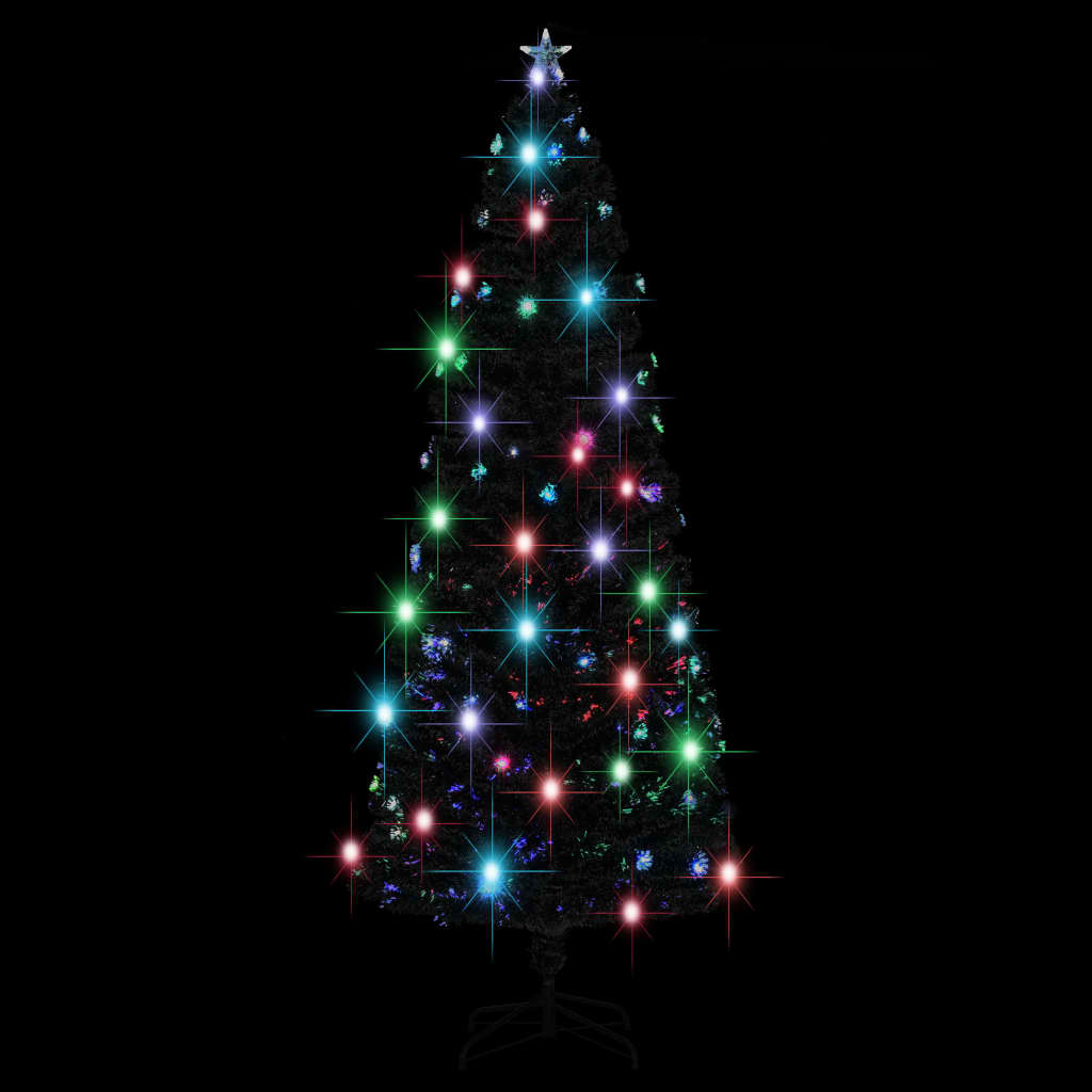 vidaXL Christmas Tree with LEDs Green and White 8 ft Fiber Optic
