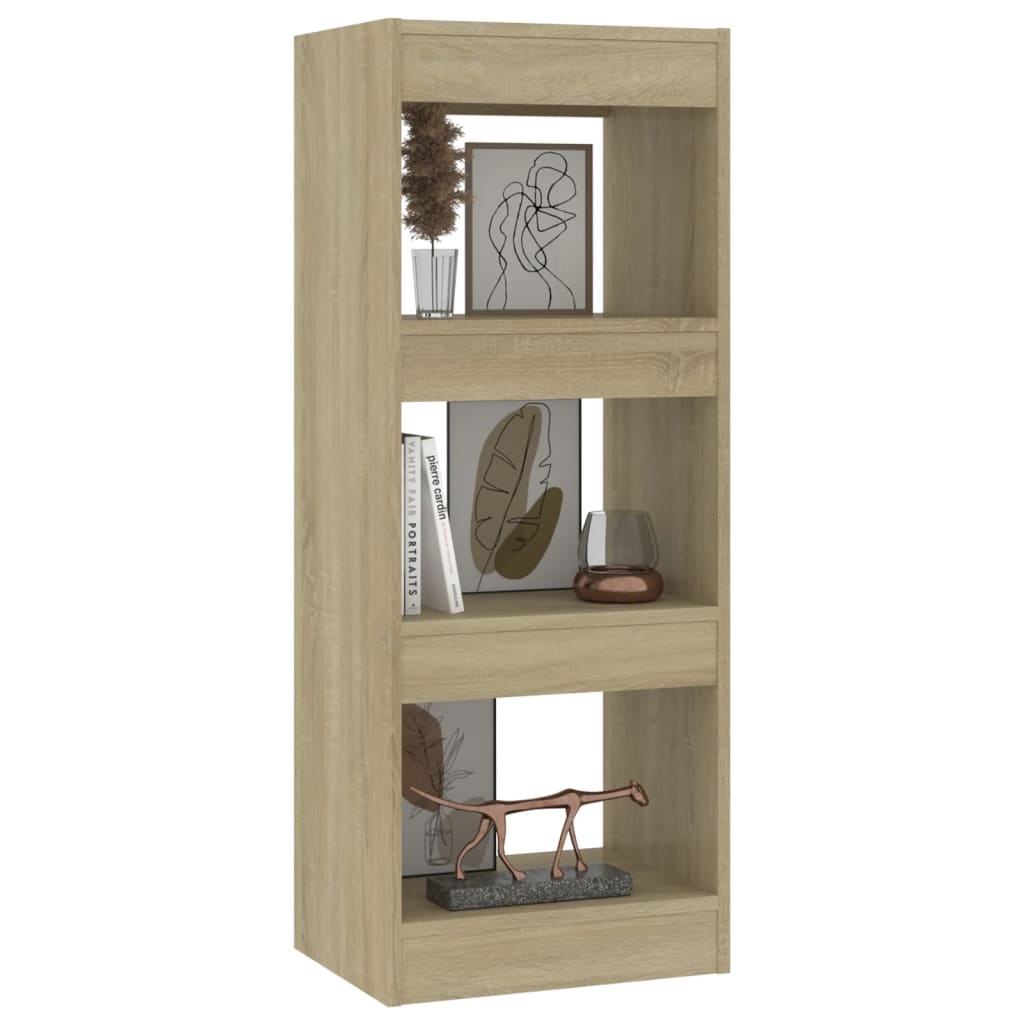 vidaXL Book Cabinet/Room Divider Sonoma Oak 15.7"x11.8"x40.6" Engineered Wood
