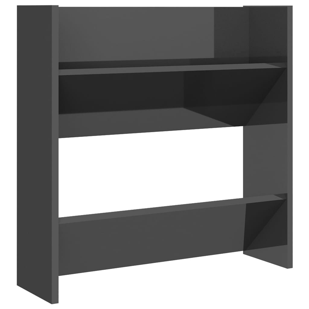 vidaXL Wall Shoe Cabinet High Gloss Gray 23.6"x7.1"x23.6" Engineered Wood