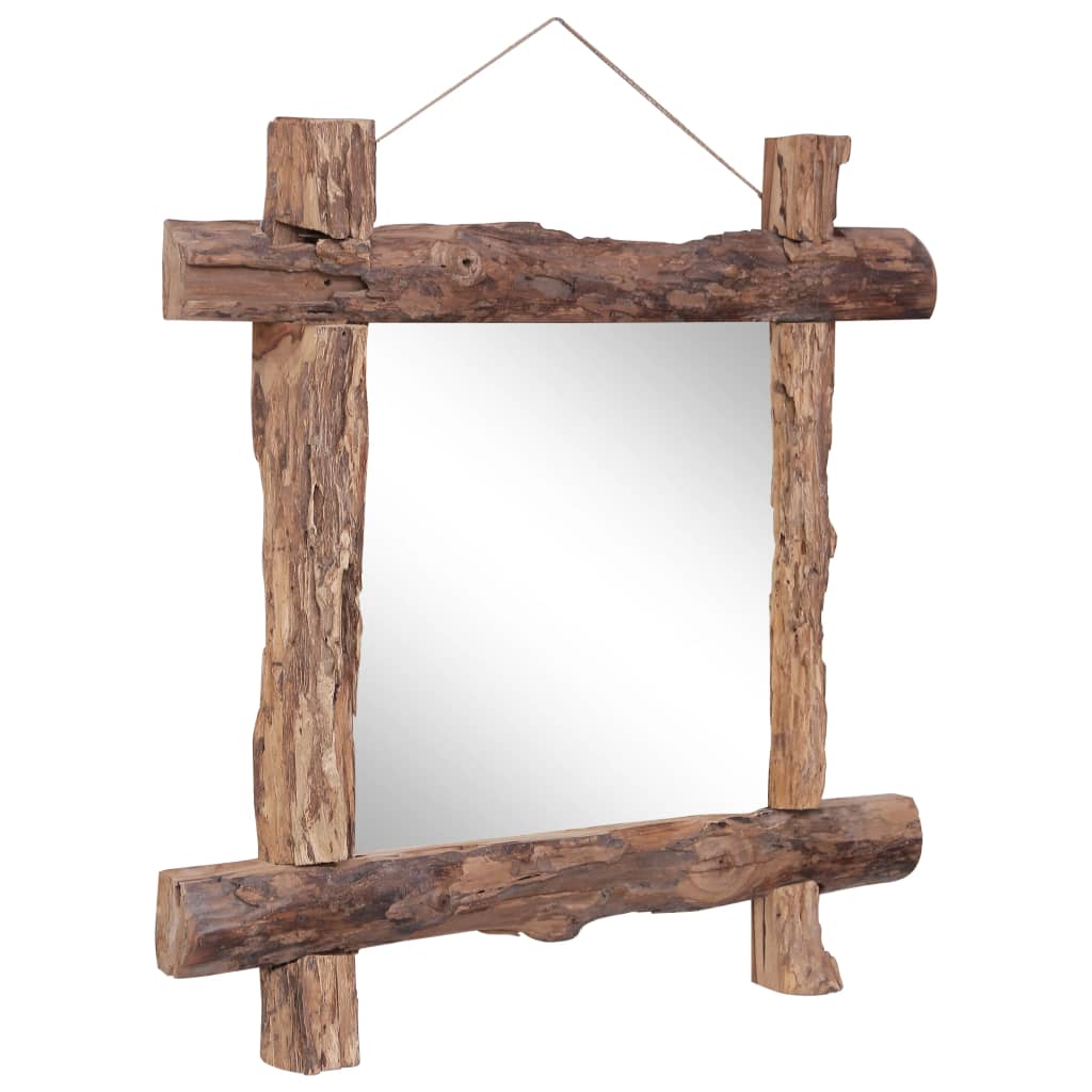 vidaXL Log Mirror Natural 27.6"x27.6" Solid Reclaimed Wood