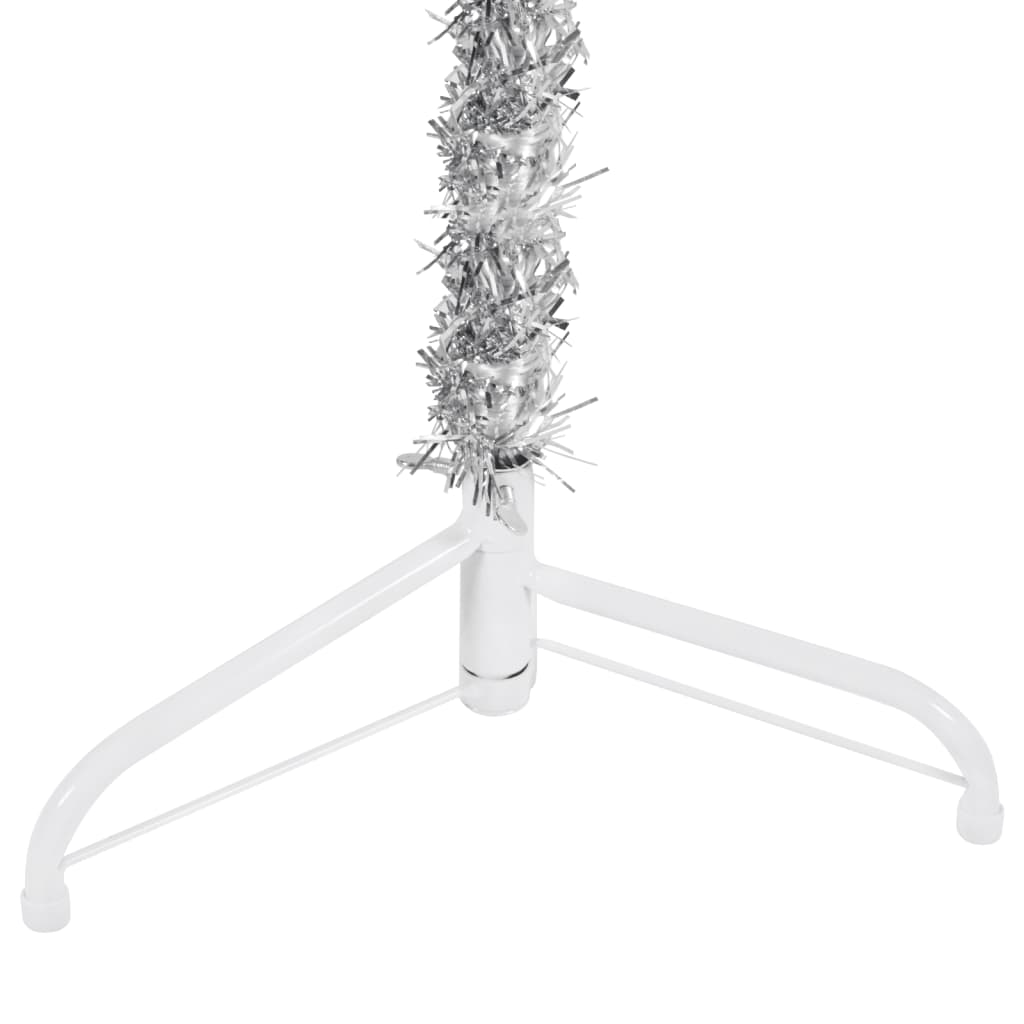 vidaXL Slim Artificial Half Christmas Tree with Stand Silver 6 ft