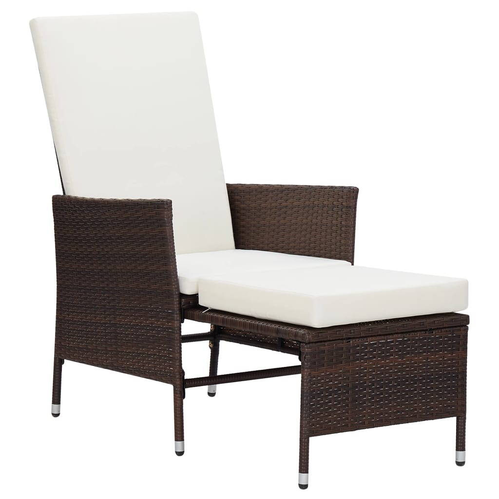 vidaXL 3 Piece Patio Lounge Set with Cushions Poly Rattan Brown