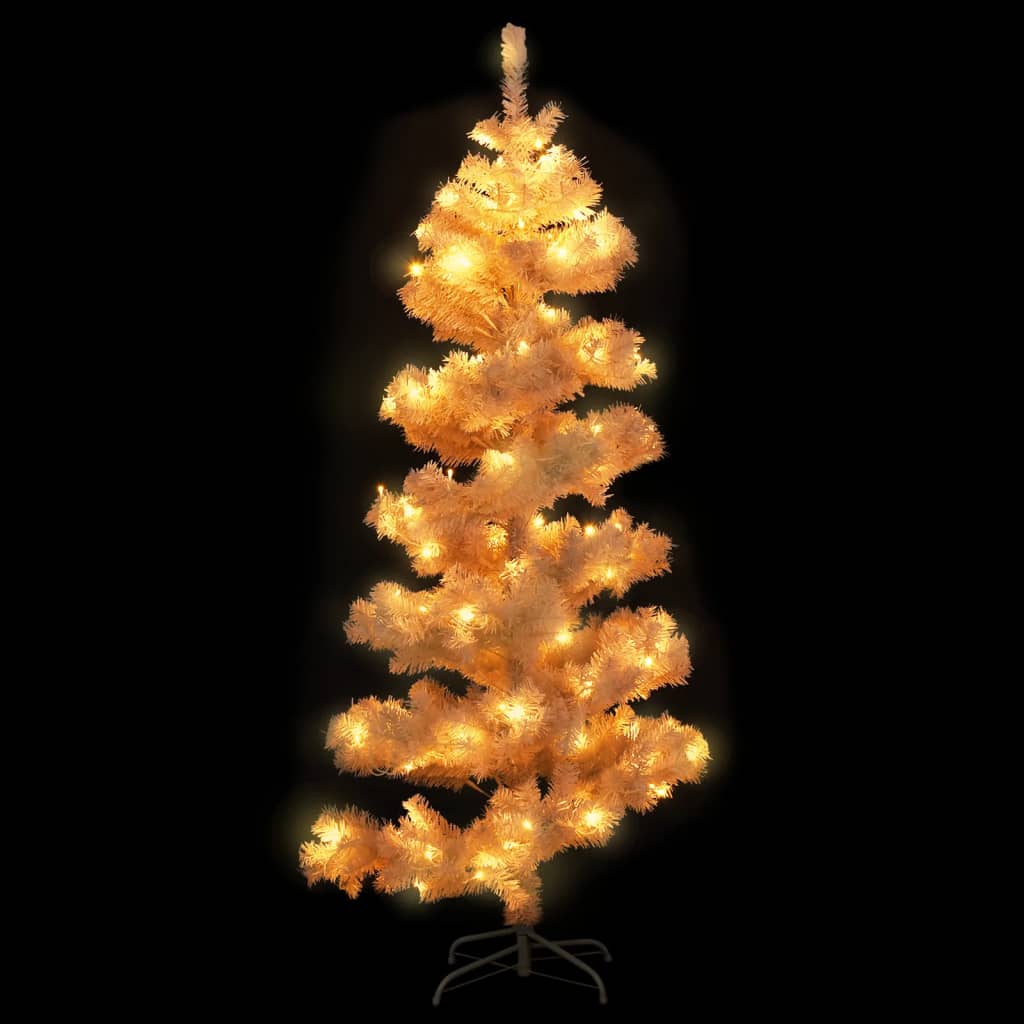 vidaXL Swirl Christmas Tree with Stand and LEDs White 5 ft PVC