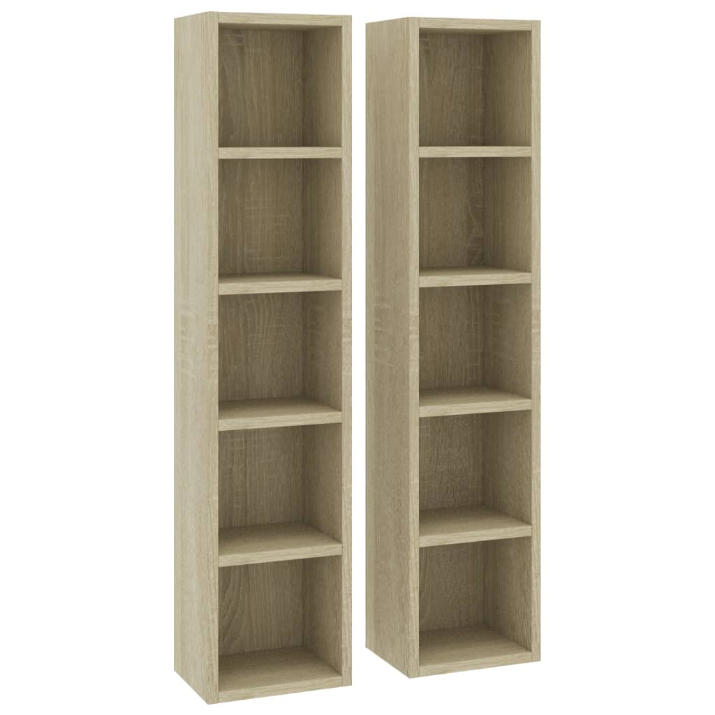 vidaXL CD Cabinets 2 pcs Sonoma Oak 8.3"x6.3"x36.8" Engineered Wood