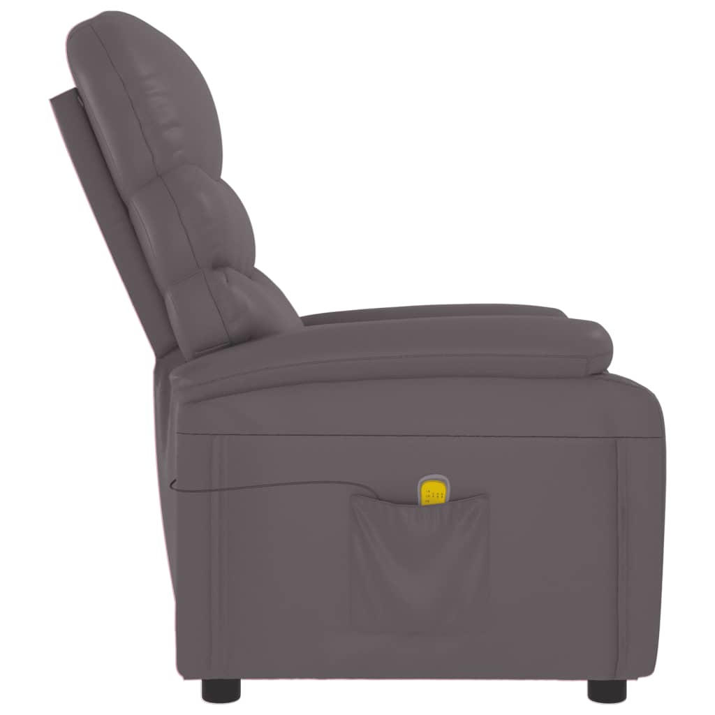 vidaXL Massage Reclining Chair Gray Faux Leather