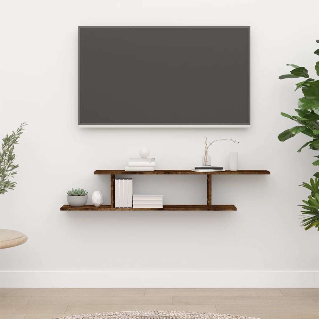 vidaXL Wall-Mounted TV Shelf Smoked Oak 49.2"x7.1"x9.1" Engineered Wood