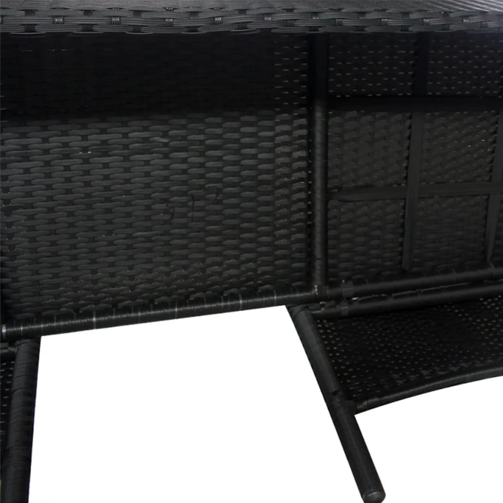 vidaXL 2-Seater Patio Sofa with Tea Table Poly Rattan Black