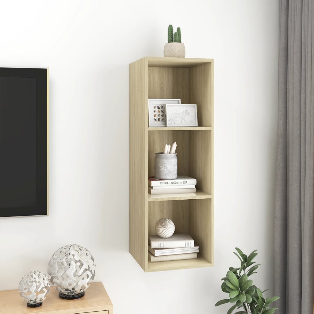 vidaXL Wall-mounted TV Cabinet Sonoma Oak 14.6"x14.6"x42.1" Engineered Wood
