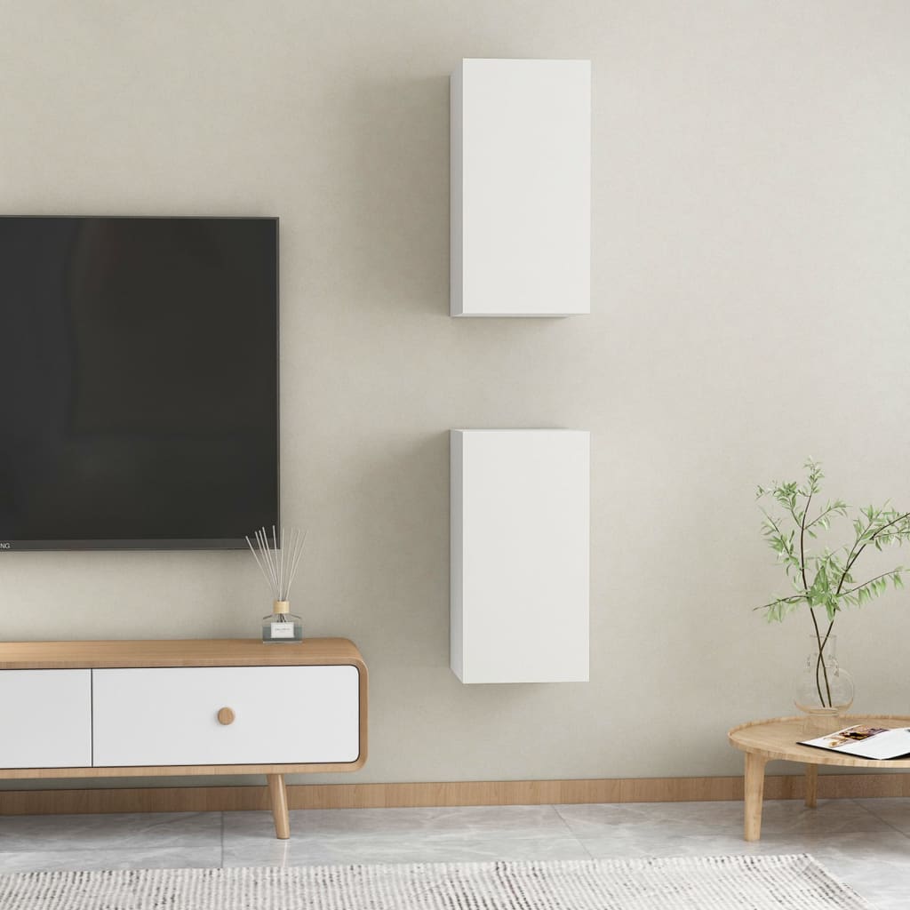 vidaXL TV Cabinets 2 pcs White 12"x11.8"x23.6" Engineered Wood