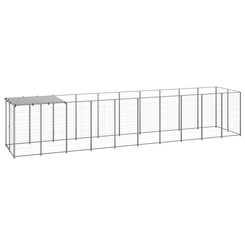 vidaXL Dog Kennel Silver 65.1 ft² Steel