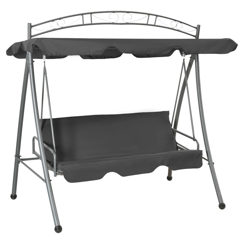 vidaXL Outdoor Convertible Swing Bench with Canopy Anthracite 78"x47.2"x80.7" Steel