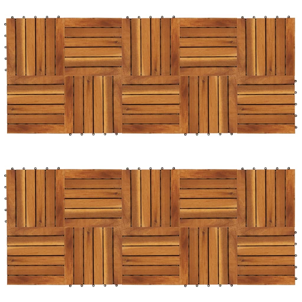 vidaXL Decking Tiles Vertical Pattern 11.8"x11.8" Acacia Set of 20