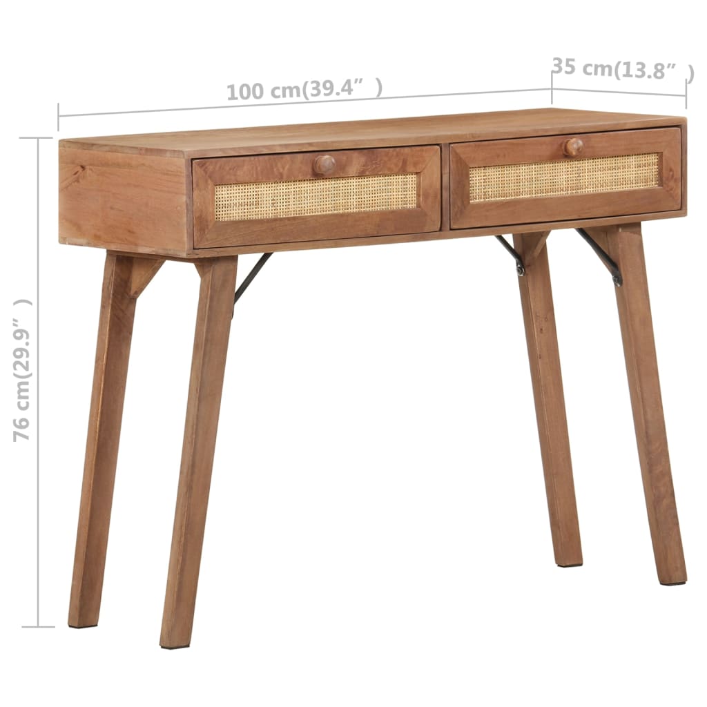 vidaXL Console Table 39.4"x13.8"x29.9" Solid Mango Wood
