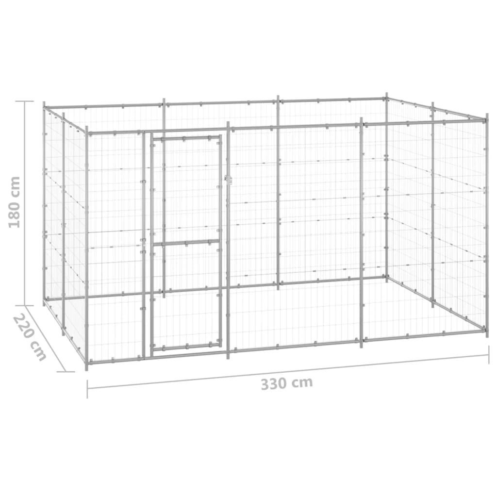 vidaXL Outdoor Dog Kennel Galvanized Steel 78.1 ft²