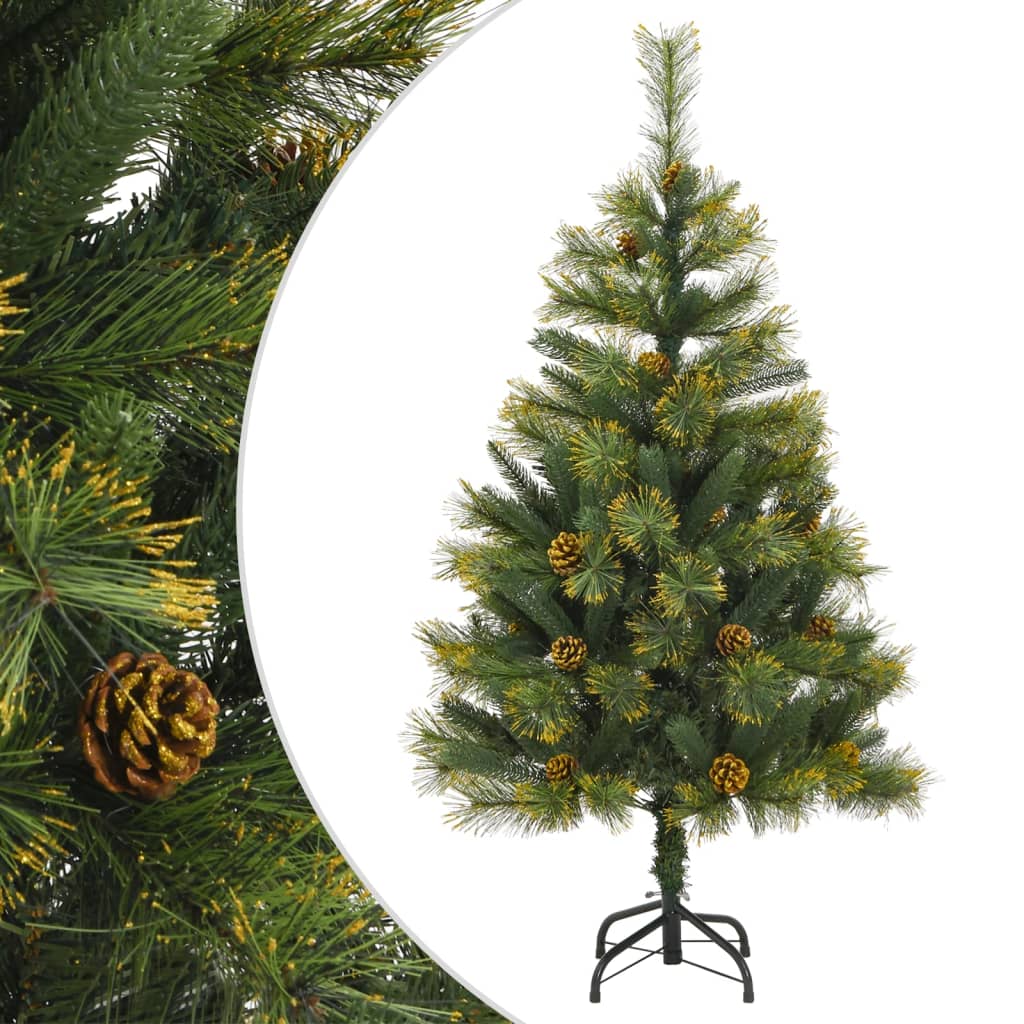 vidaXL Artificial Hinged Christmas Tree with Cones 82.7"