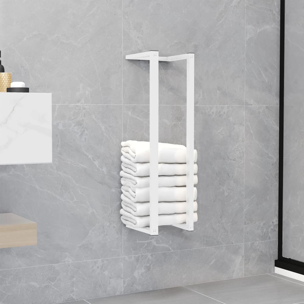 vidaXL Towel Rack White 4.9"x4.9"x23.6" Steel