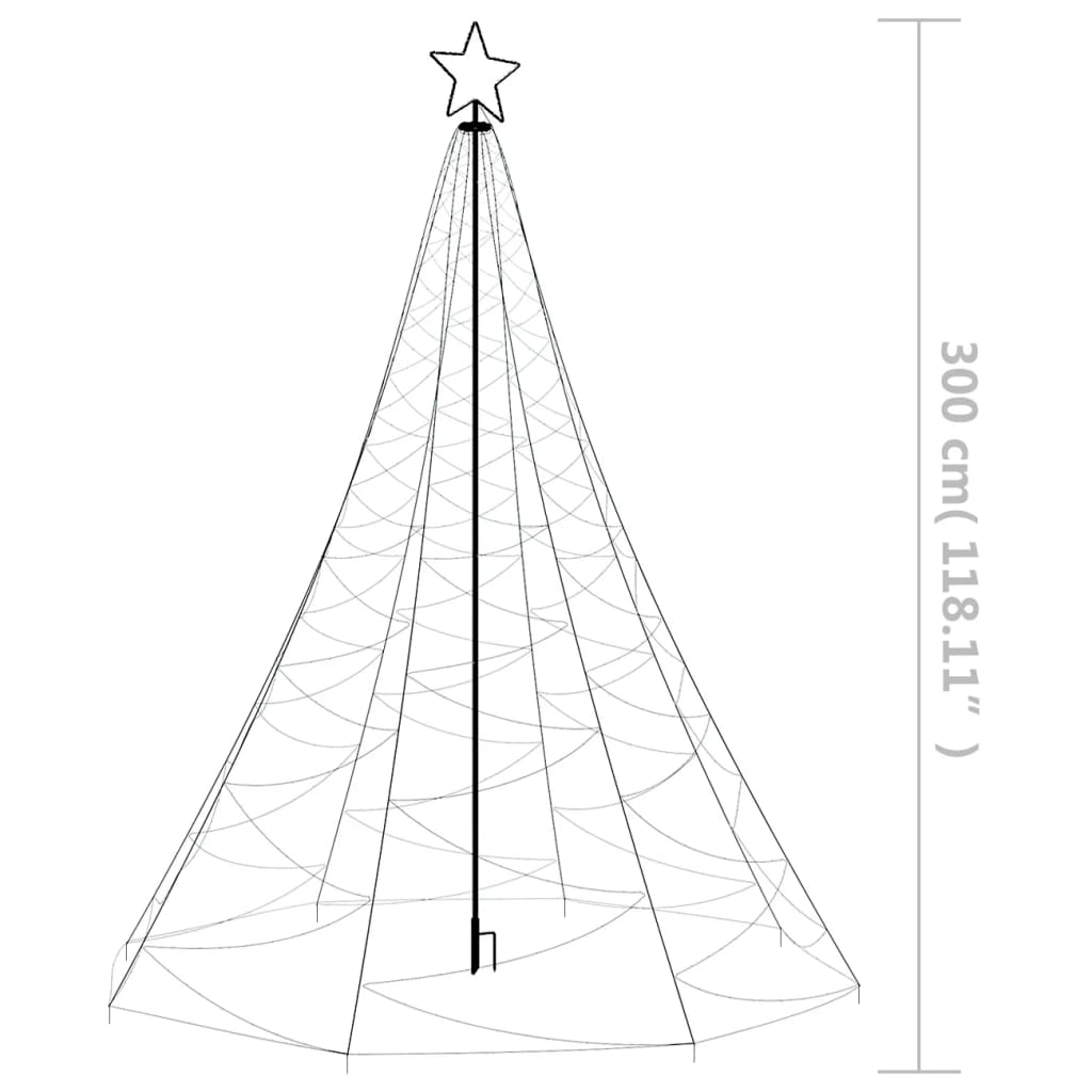 vidaXL Christmas Tree with Metal Post 500 LEDs Warm White 10 ft