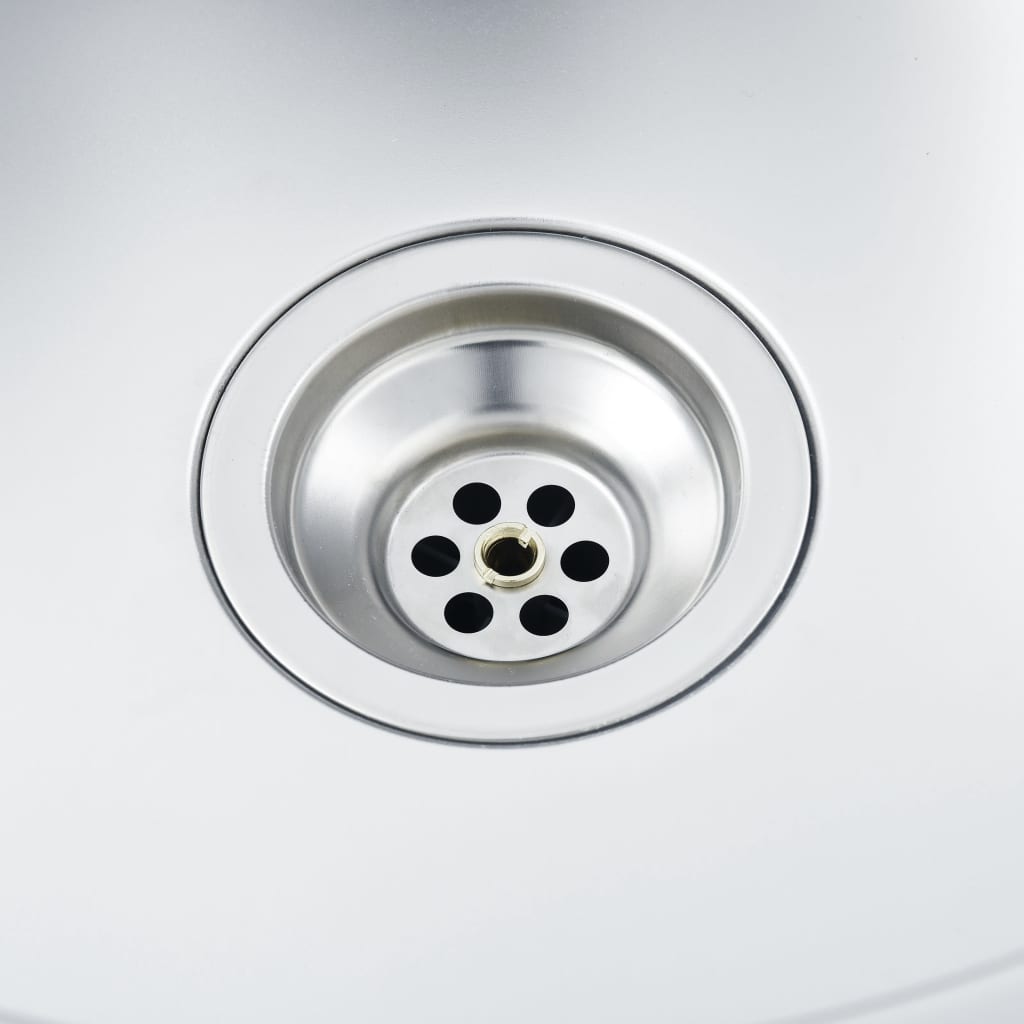 vidaXL Kitchen Sink with Drainer Set Silver 31.5"x23.6"x6.1" Stainless Steel