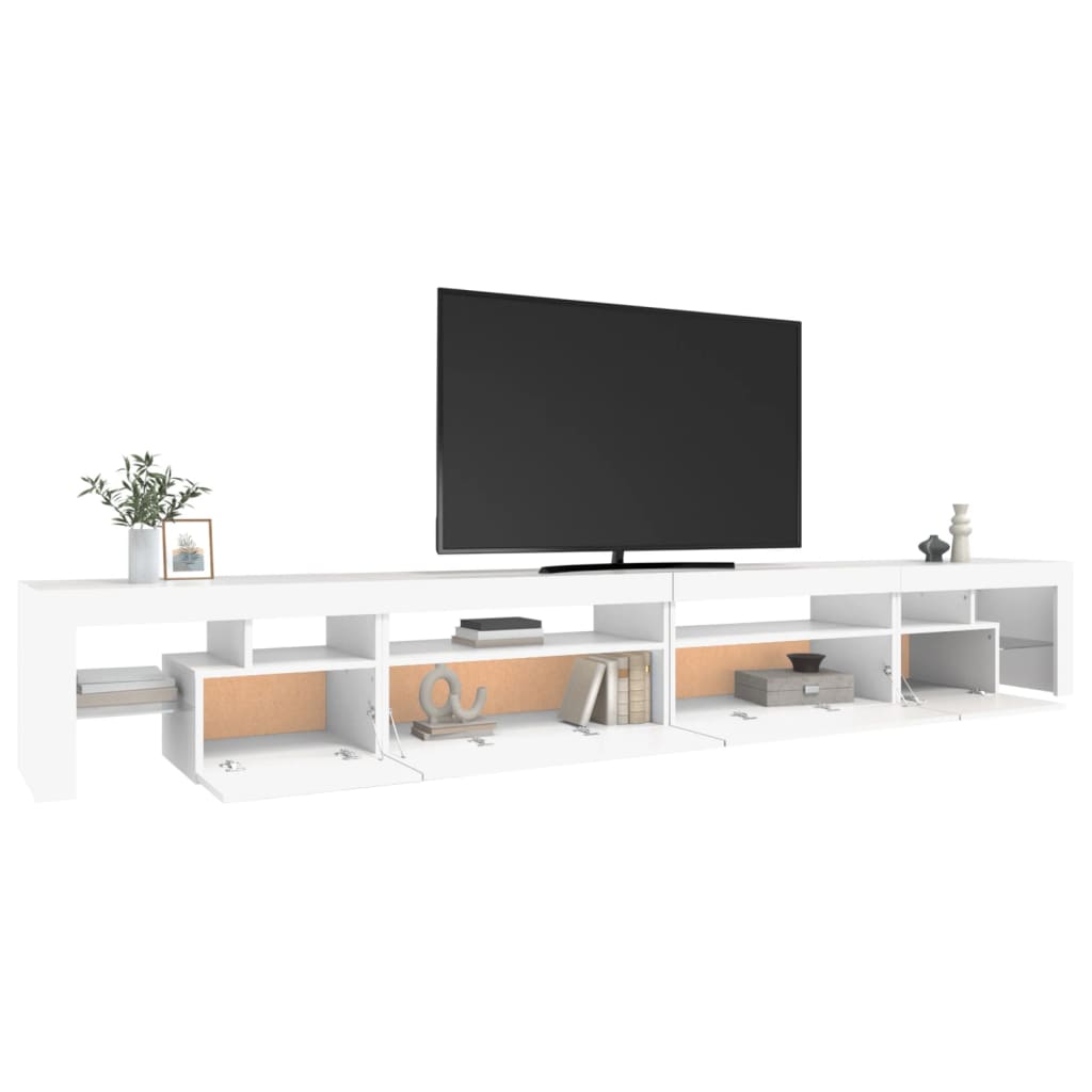 vidaXL TV Stand with LED Lights White 114.2"x14.4"x15.7"