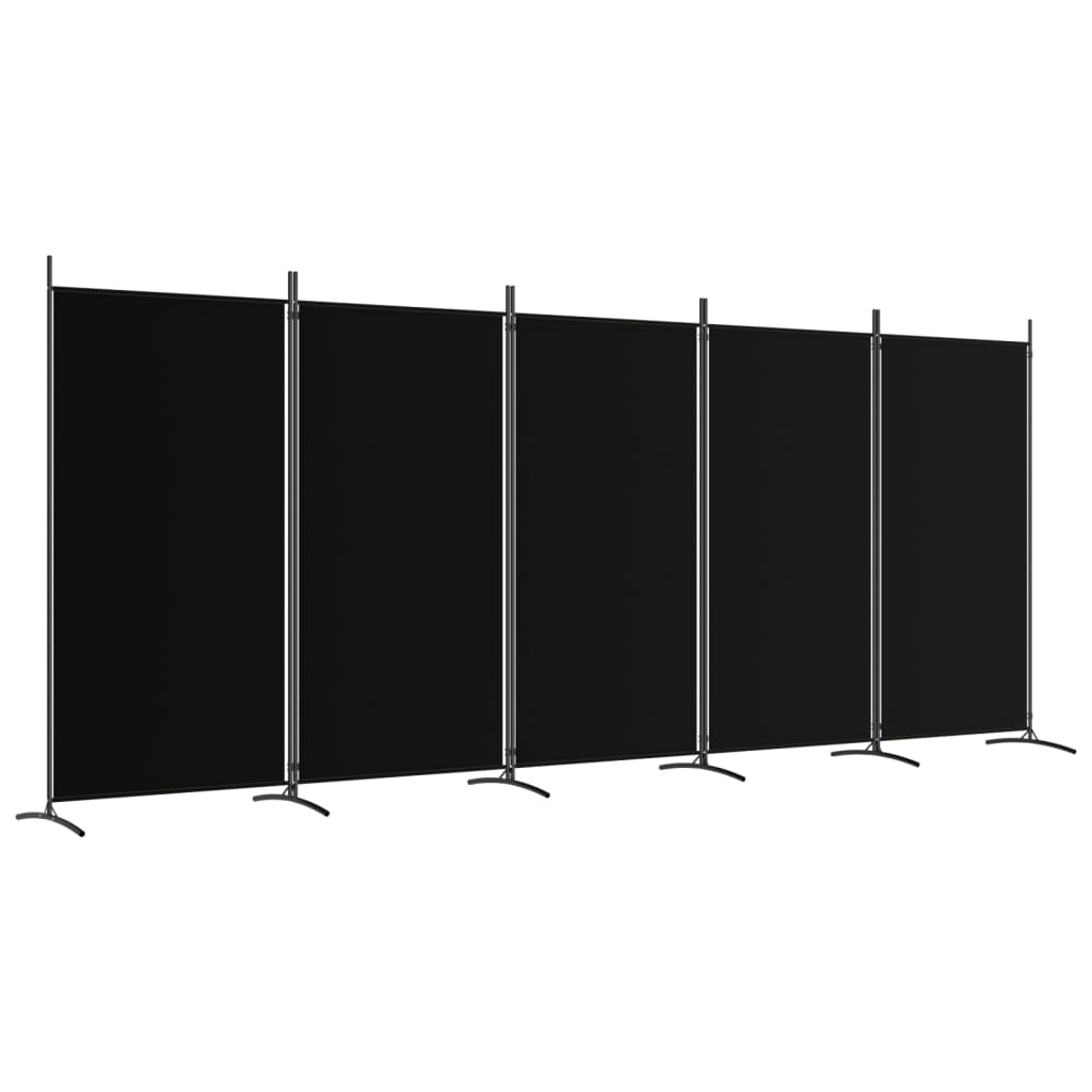 vidaXL 5-Panel Room Divider Black 170.5"x70.9" Fabric