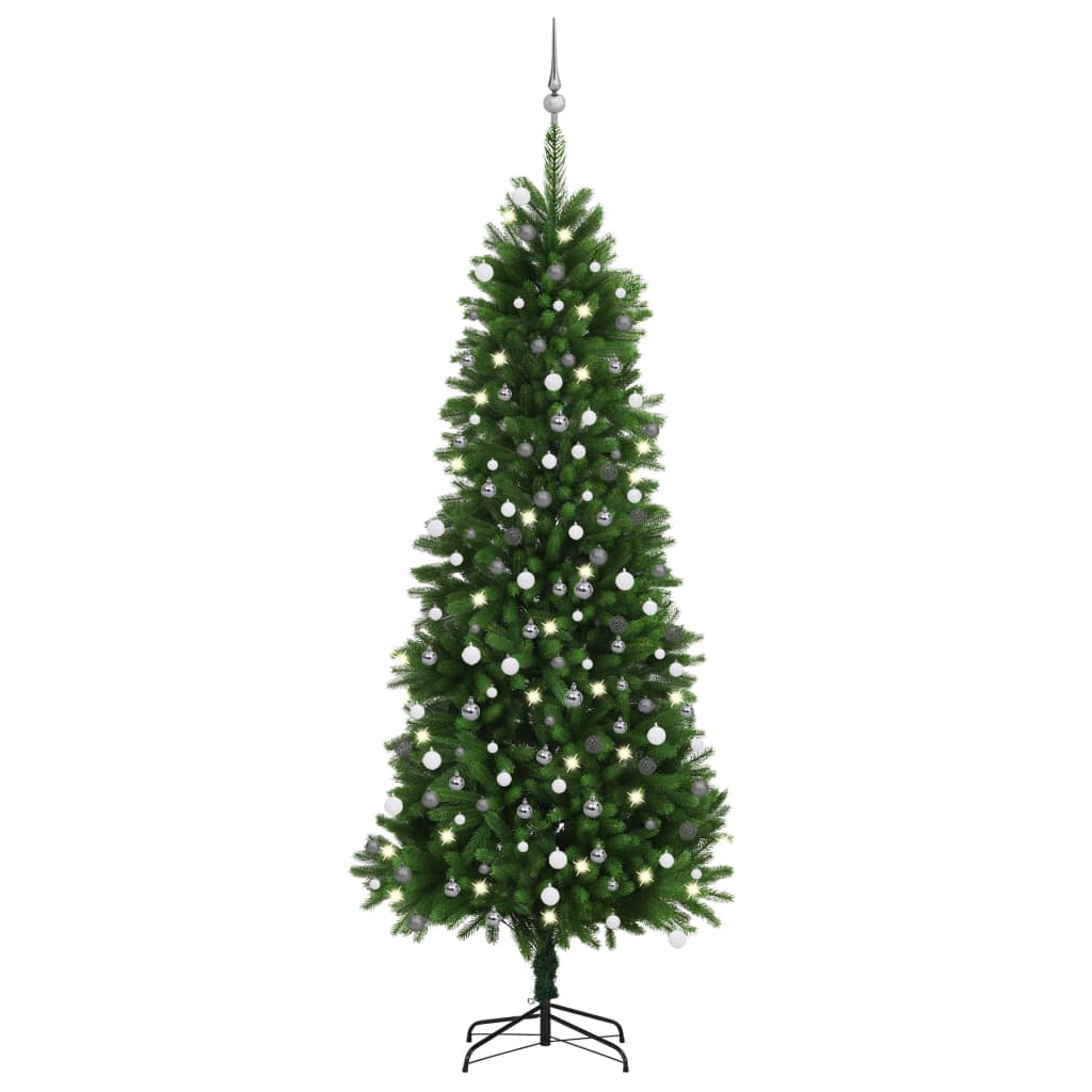 vidaXL Artificial Pre-lit Christmas Tree with Ball Set 94.5" Green