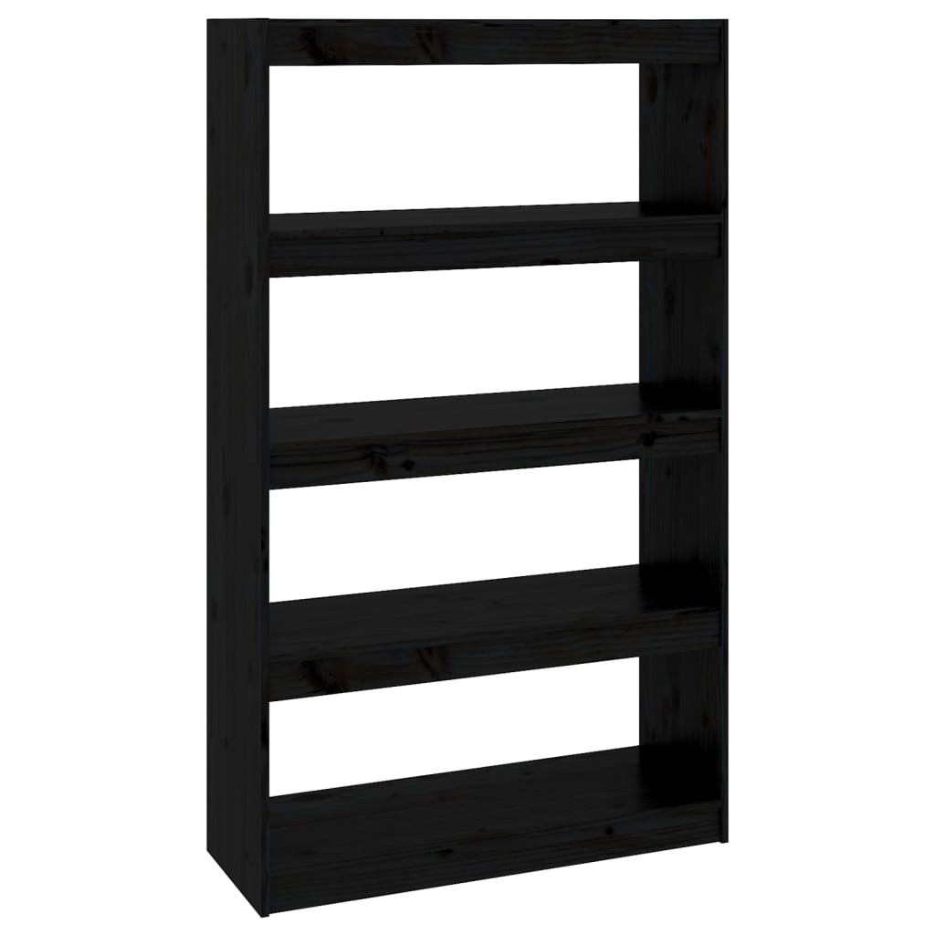 vidaXL Book Cabinet/Room Divider Black 31.5"x11.8"x53.3" Solid Wood Pine