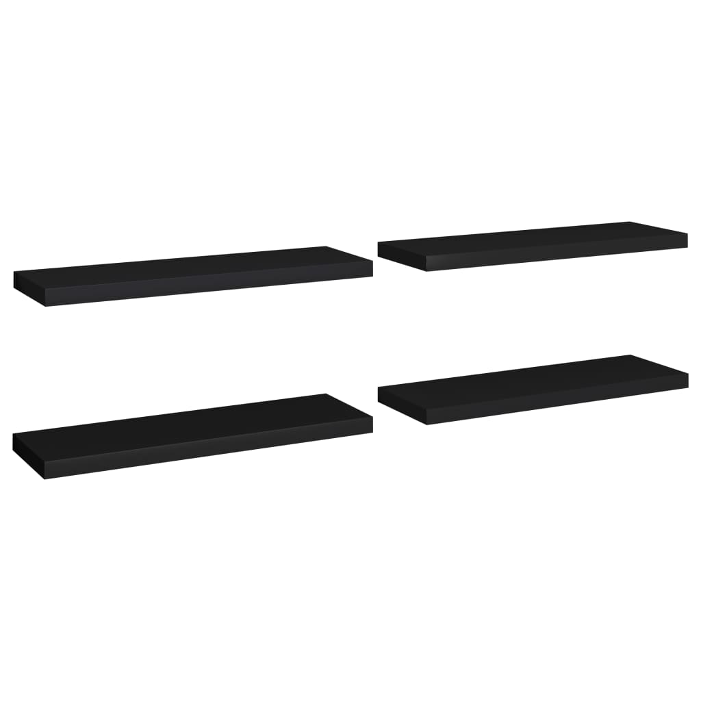 vidaXL Floating Wall Shelves 4 pcs Black 31.5"x9.3"x1.5" MDF