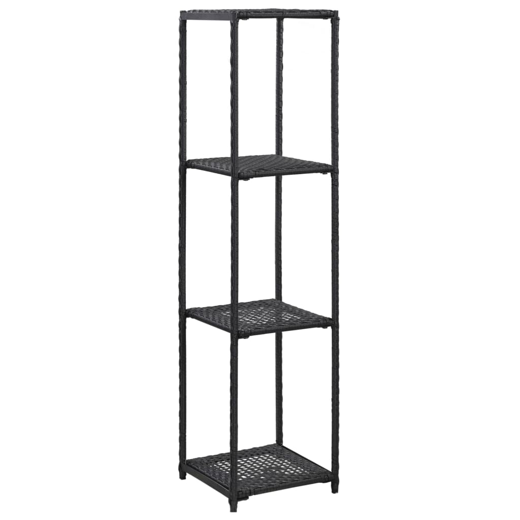 vidaXL Storage Shelf Black 11.8"x11.8"x47.2" Poly Rattan