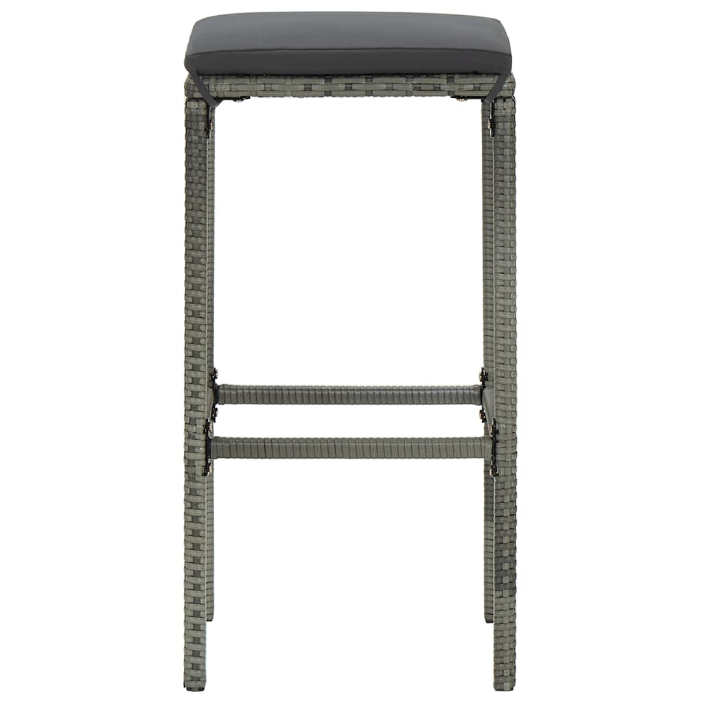 vidaXL Bar Stools with Cushions 4 pcs Gray Poly Rattan