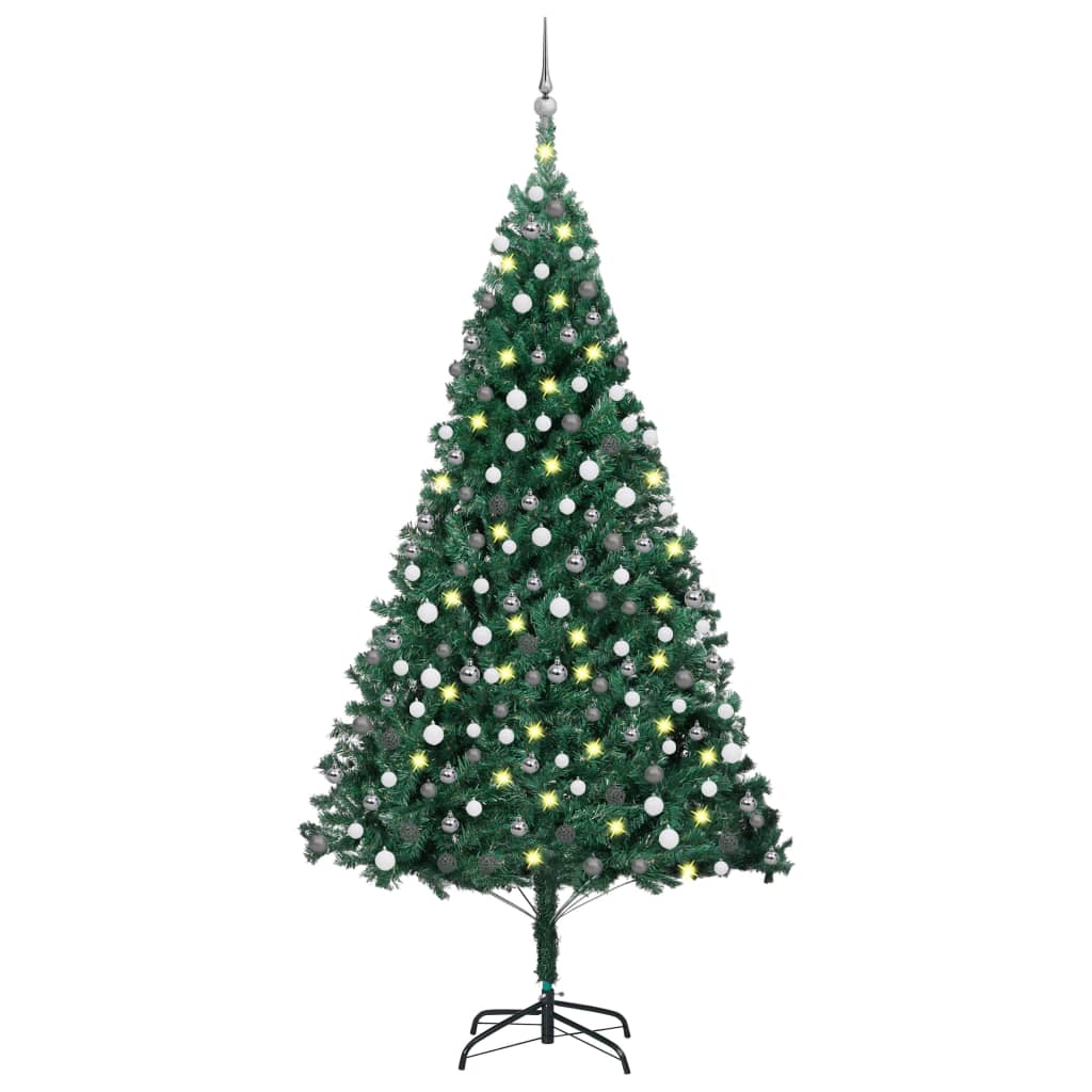 vidaXL Artificial Pre-lit Christmas Tree with Ball Set Green 94.5"