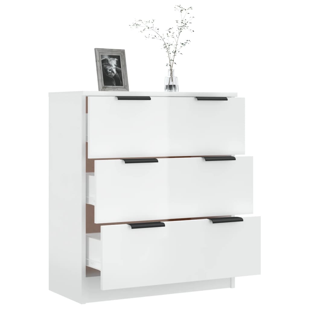 vidaXL Sideboard High Gloss White 23.6"x11.8"x27.6" Engineered Wood