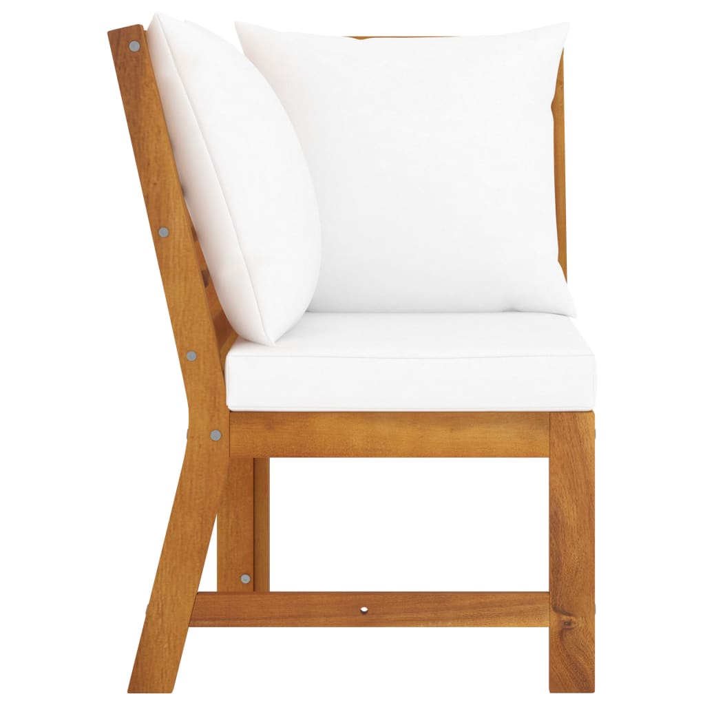 vidaXL Sectional Corner Sofa with Cream Cushion Solid Acacia Wood