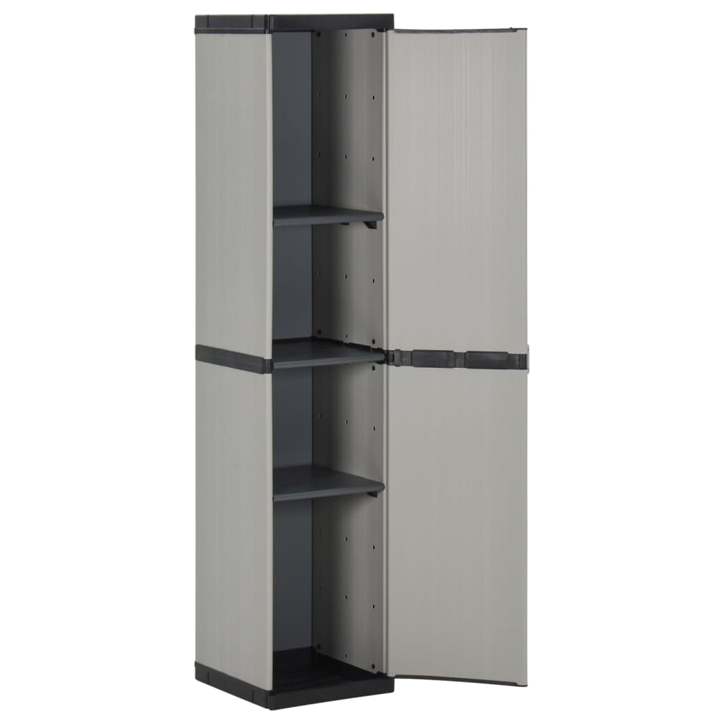 vidaXL Garden Storage Cabinet with 3 Shelves Gray & Black 13.4"x15.7"x66.1"
