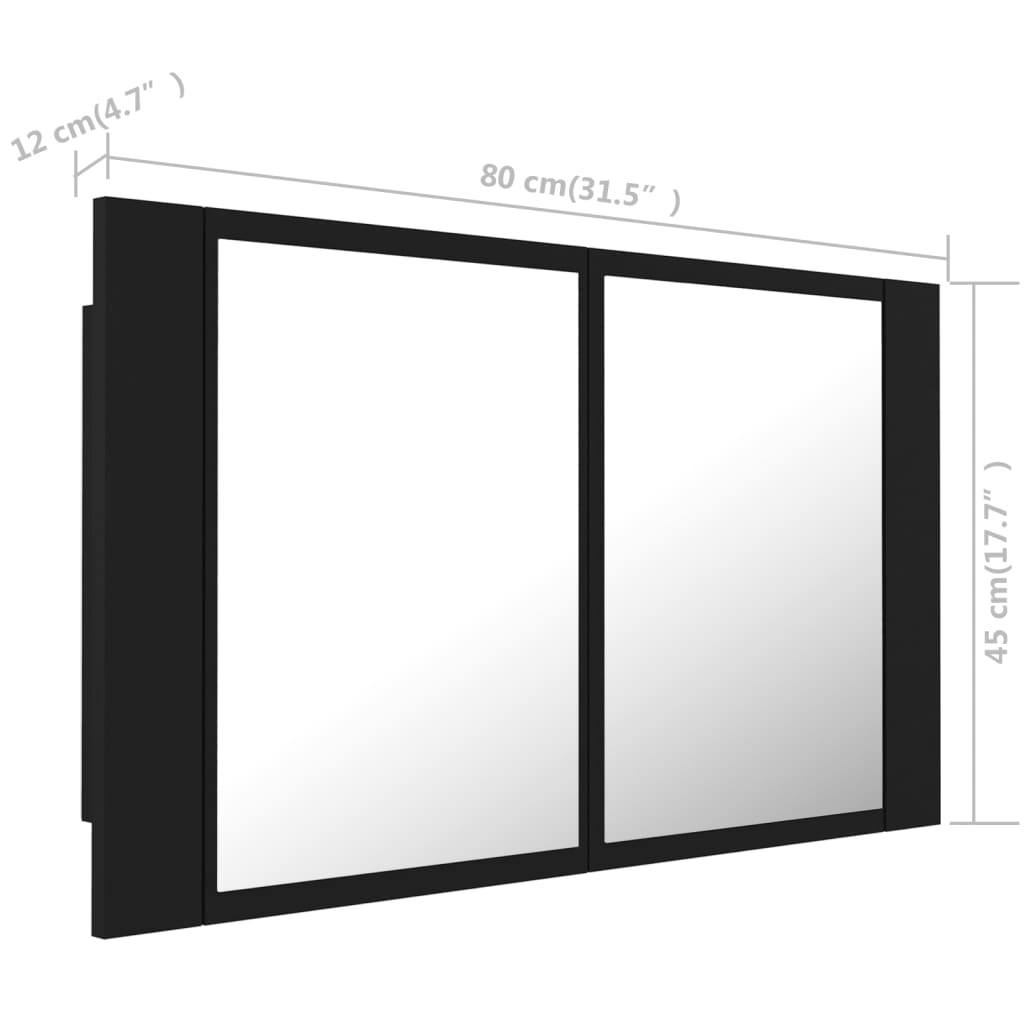vidaXL LED Bathroom Mirror Cabinet Black 31.5"x4.7"x17.7" Acrylic