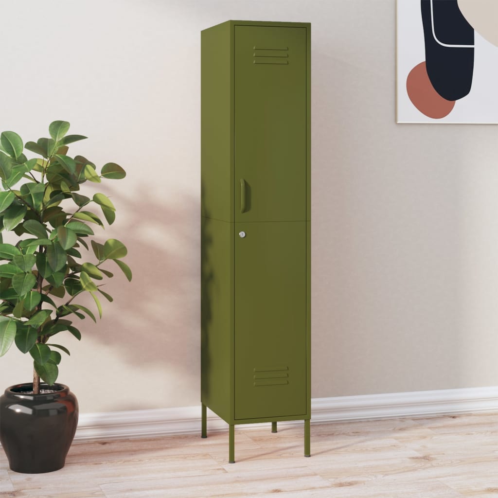vidaXL Locker Cabinet Olive Green 13.8"x18.1"x70.9" Steel
