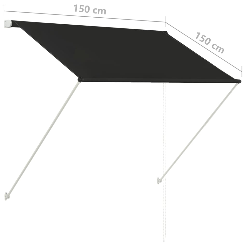 vidaXL Retractable Awning 59.1"x59.1" Anthracite