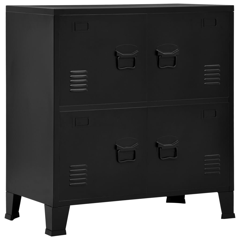 vidaXL Filing Cabinet with 4 Doors Industrial Black 29.5"x15.7"x31.5" Steel