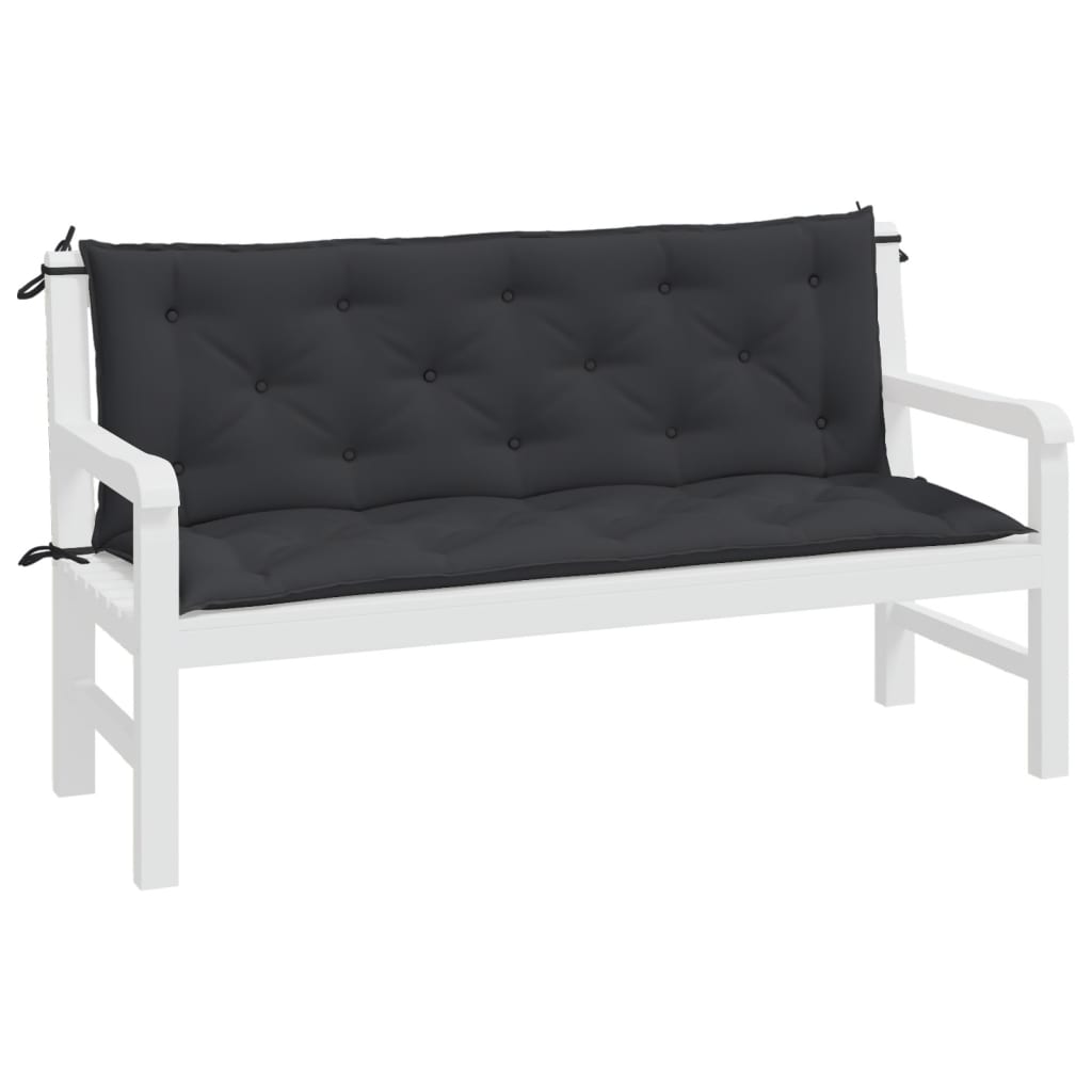 vidaXL Garden Bench Cushions 2pcs Black 59.1"x19.7"x2.8" Oxford Fabric