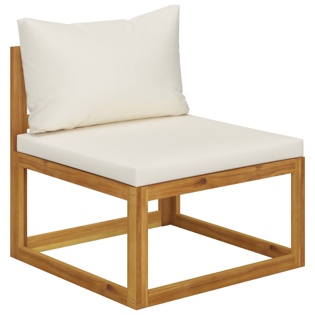 vidaXL 3 Piece Patio Lounge Set with Cream Cushions Solid Acacia Wood