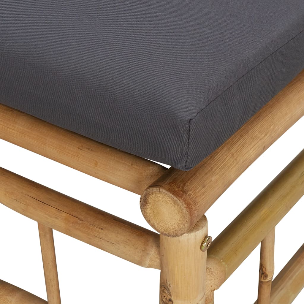vidaXL Patio Footstool with Dark Gray Cushion Bamboo