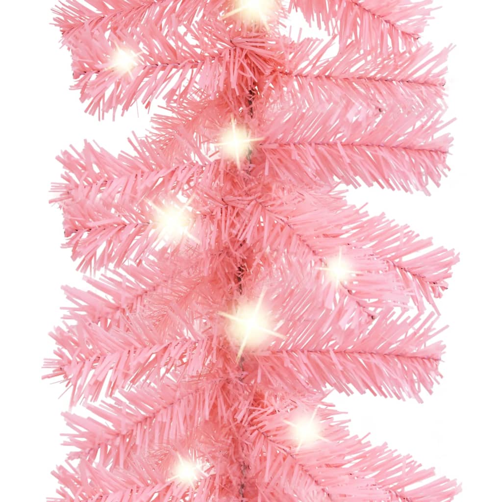 vidaXL Christmas Garland with LED Lights 33 ft Pink