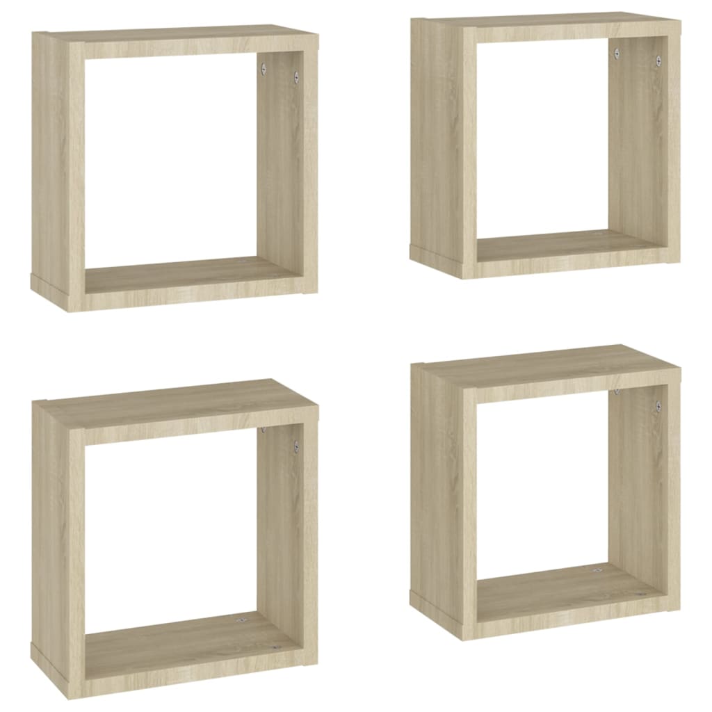 vidaXL Wall Cube Shelves 4 pcs Sonoma Oak 11.8"x5.9"x11.8"