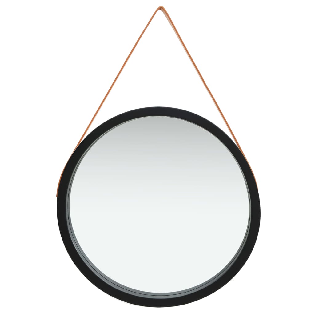 vidaXL Wall Mirror with Strap 23.6" Black