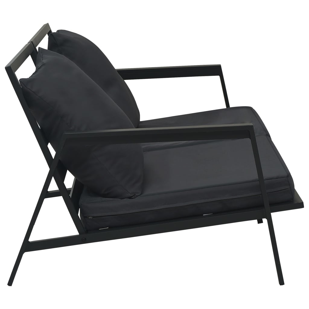 vidaXL Patio 2-Seater Sofa with Cushions Dark Gray Aluminum