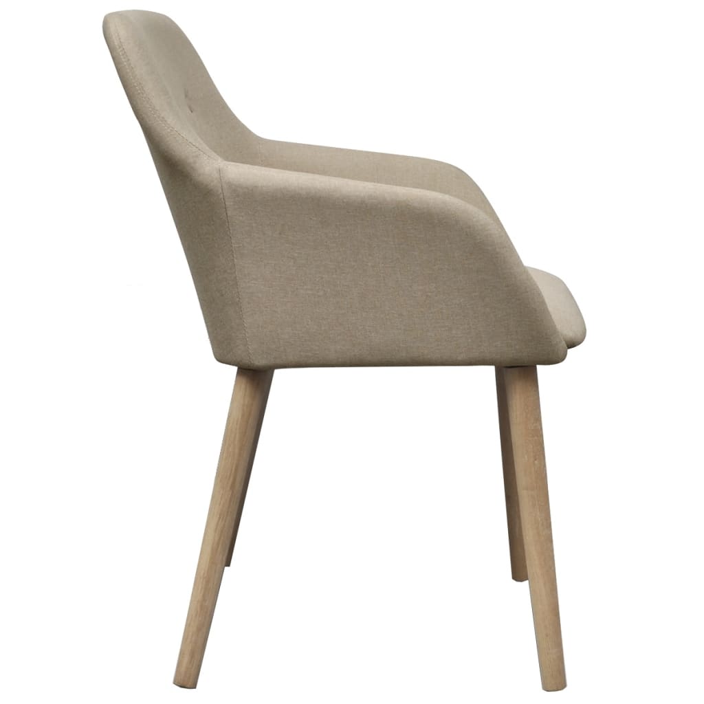 vidaXL Dining Chairs 4 pcs Beige Fabric and Solid Oak Wood
