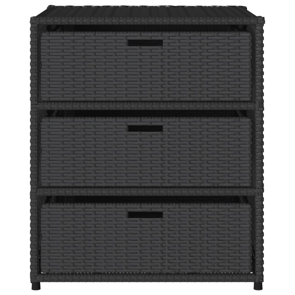 vidaXL Patio Storage Cabinet Black 21.7"x23.2"x27.2" Poly Rattan