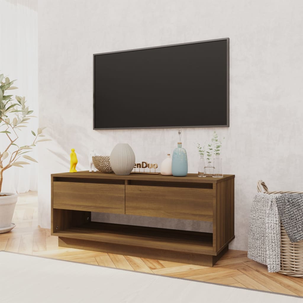 vidaXL TV Stand Brown Oak 40.2"x16.1"x17.3" Engineered Wood