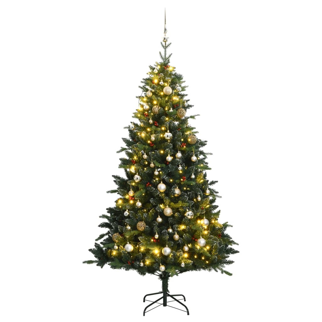 vidaXL Artificial Hinged Christmas Tree 150 LEDs & Ball Set 59.1"