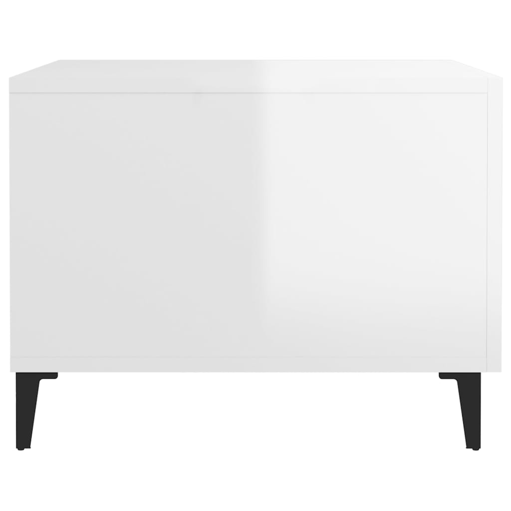 vidaXL Coffee Tables with Metal Legs 2 pcs High Gloss White 19.7"x19.7"x15.7"